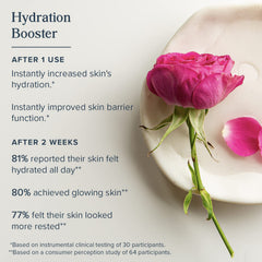HERITAGE STORE Rosewater Moisturizer rose complex near the bottle closeup for softness.