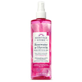 Heritage Store Rosewater & Glycerin face mist bottle showing lightweight hydration