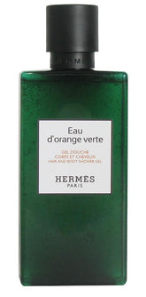 Hermès Eau d'Orange Verte shower gel bottle for refreshing daily cleansing.