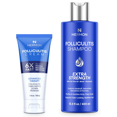 Hermon folliculitis cream application showcases a gentle daily treatment for irritated skin.