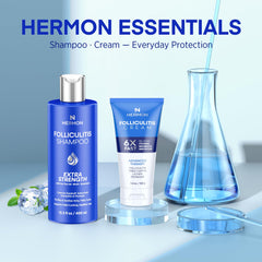 Hermon folliculitis cream close-up highlights smooth texture for sensitive areas.