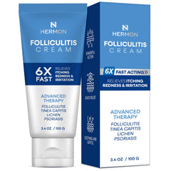 Hermon Folliculitis Cream tube ready for daily use on skin.