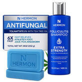 Hermon folliculitis shampoo bottle for daily scalp care and gentle cleansing.