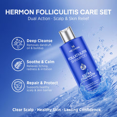 Hermon folliculitis shampoo lather demonstrates rich cleansing for irritated skin.