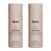 hers full volume shampoo bottle front showing volume boost