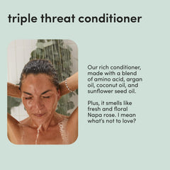 Hers Triple Threat packaging shows vegan paraben-free and color-safe design