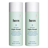 Hers Triple Threat Shampoo bottle with Napa Rose scent for fuller-looking hair