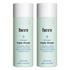 Hers Triple Threat Shampoo bottle with Napa Rose scent for fuller-looking hair