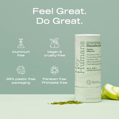Hey Humans Apple Matcha deodorant bottle during application demonstrating smooth glide