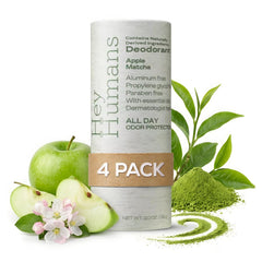 Hey Humans Apple Matcha deodorant bottle front showing crisp scent and all-day odor control
