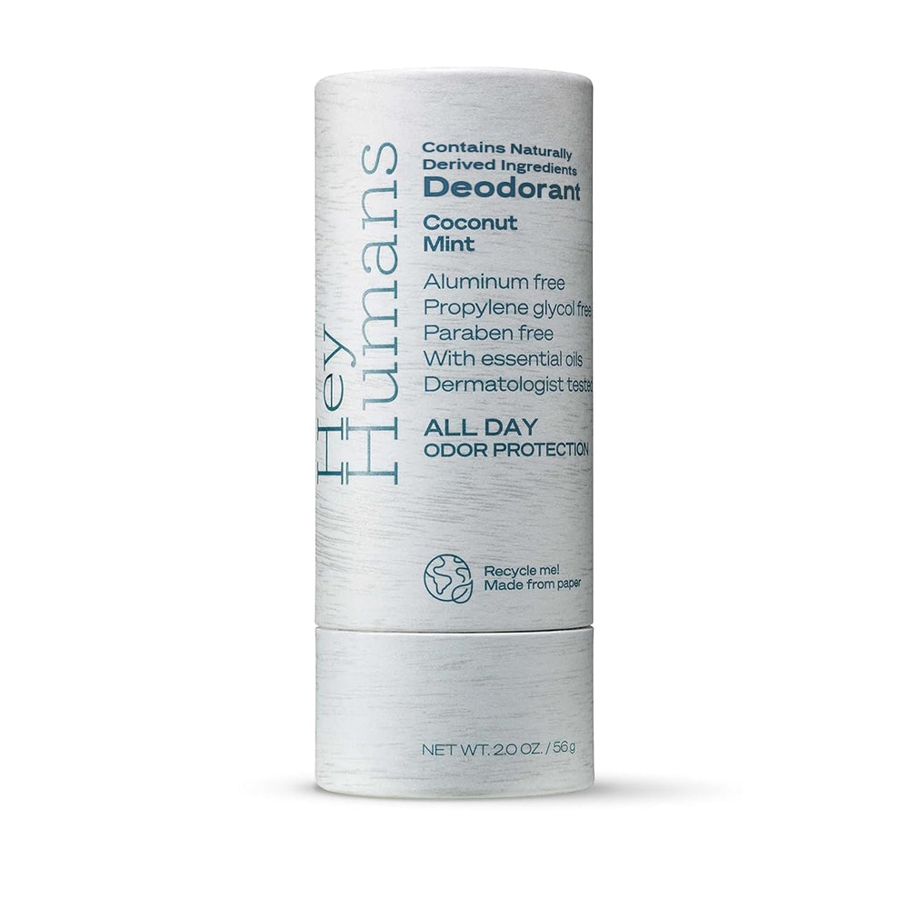 Hey Humans coconut mint deodorant application shows refreshing, aluminum-free protection for busy days