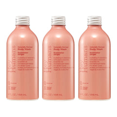 Hey Humans Rosewater Ginger body wash bottle with a clean, vegan formula on display