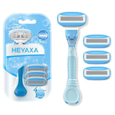 HEYAXA women's razor sky blue pack shot showing the full kit for a smooth shave