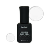 Heyhae Glazed Top Gel bottle close-up for fast, glossy nail finishes.