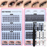 HeyWink Lash Clusters Kit with six styles for versatile DIY looks.