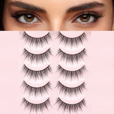 HH&LL natural-look cat-eye short lashes wispy close-up for daily wear and seamless blend.