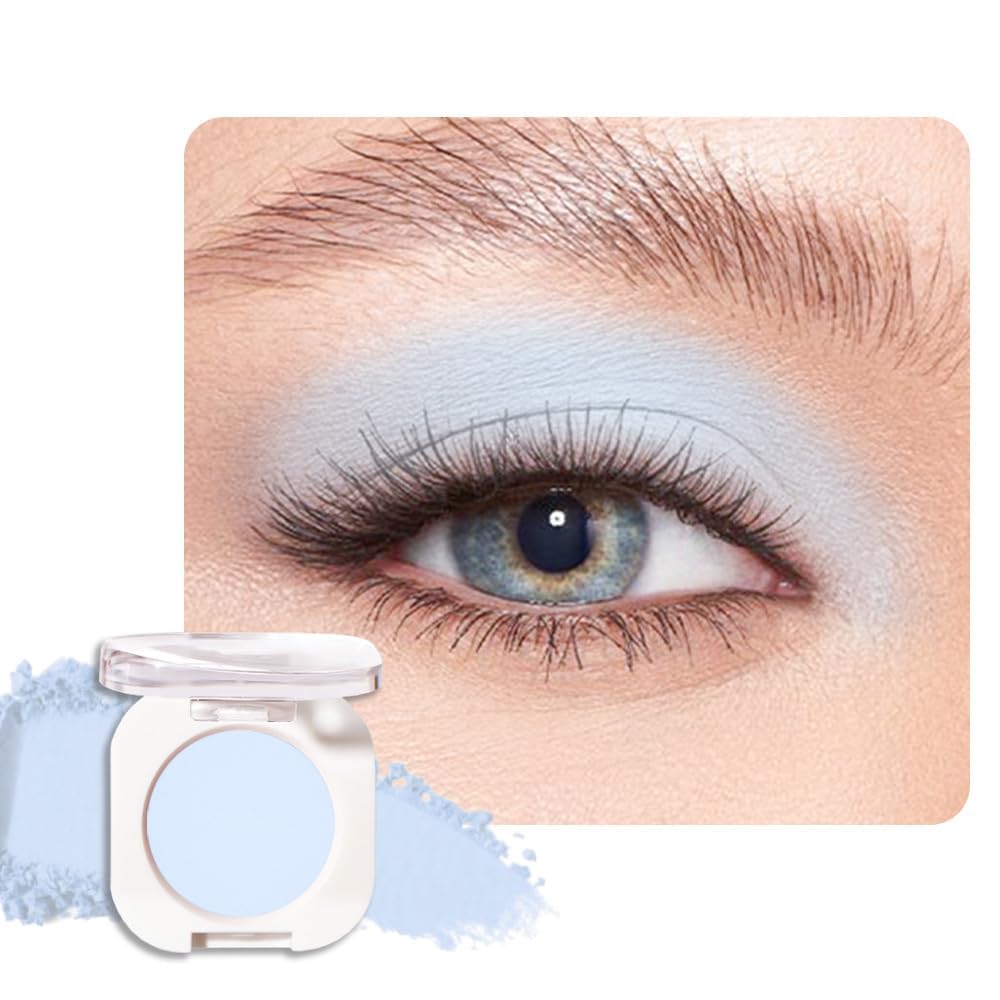 HHLTOH light blue white single eyeshadow swatch for daily looks.