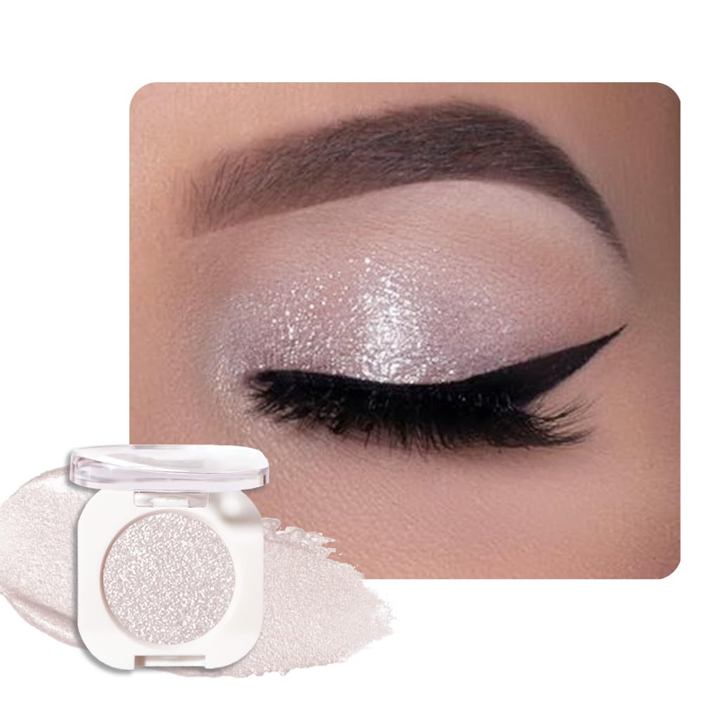 HHLTOH Pear White single glitter eyeshadow swatch highlights pearly shimmer and smooth payoff.