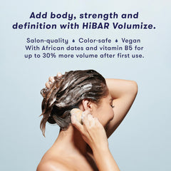 HiBAR Volumize conditioner bar closeup highlighting detangling and definition