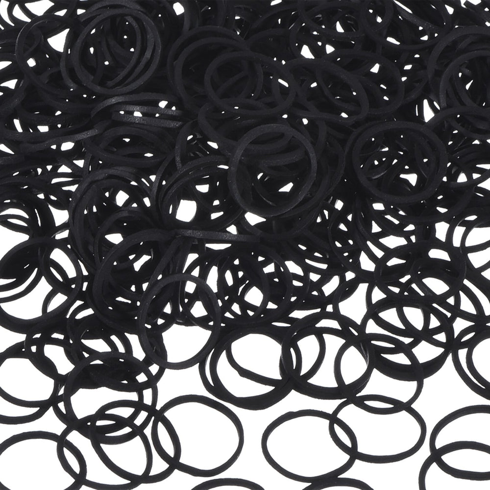 Hicarer mini black rubber bands in a bag for delicate hair styling.