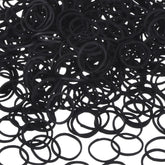 Hicarer mini black rubber bands in a bag for delicate hair styling.