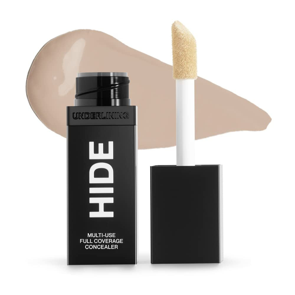 Hide Liquid Concealer bottle angle shows natural finish and long-lasting blemish coverage.