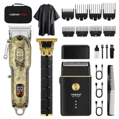 HIENA PRO Barber Clipper Set full kit for seamless home grooming.