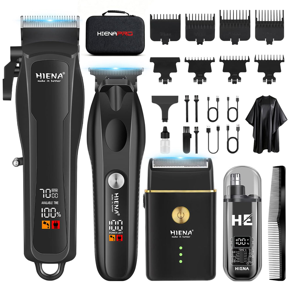 HIENA PRO hair clipper kit for precise home cuts.