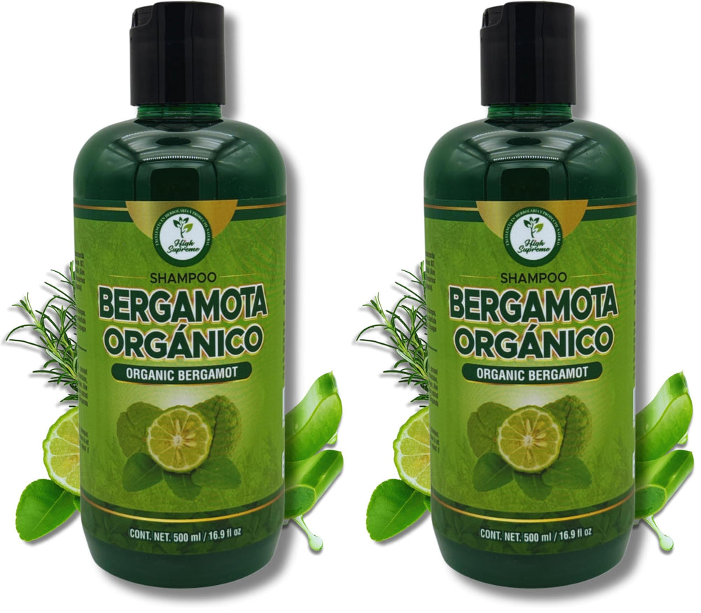 HIGH SUPREME bergamot shampoo bottle with refreshing citrus aroma for energized hair.