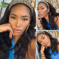 Higher Headband Wig glueless Velcro four combs for secure fit