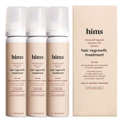 Hims Hair Regrowth Treatment bottle with 5% minoxidil for men, ready for at-home use.