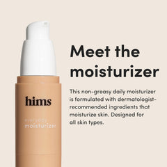 hims everyday moisturizer bottle pour demonstrating quick absorption without heaviness