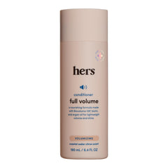 Hims Hers full volume conditioner bottle front view highlighting lightweight volume and shine