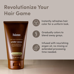 Hims & Hers Under Cover bottle back highlights vegan sulfate-free formula.