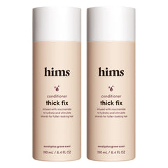 Hims Thick Fix Conditioner bottle-front view shows fuller-looking hair potential