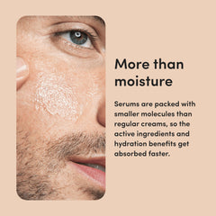 Hands applying one pump of Hims Vitamin C Serum in the morning.