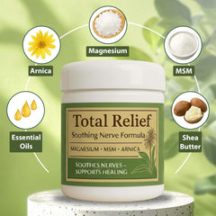 HiRelief Total Relief Magnesium Cream swirl showcases soothing texture ideal for quick daily application