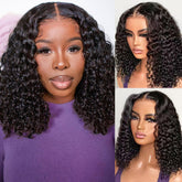 HIRIREMY Deep Wave Bob Wig front view with natural hairline for everyday wear