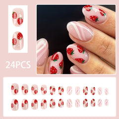HJKDSFD short oval acrylic nails with stripes design for chic looks.