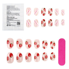 HJKDSFD glossy strawberry nails offering a durable, stylish finish.