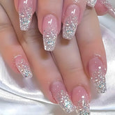 Hkanlre Bling press-on nails with sequins for a stunning full-cover look