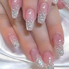 Hkanlre Bling press-on nails with sequins for a stunning full-cover look