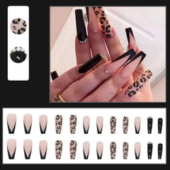 Leopard print fake nails ideal for prom, wedding, party, or dating occasions.