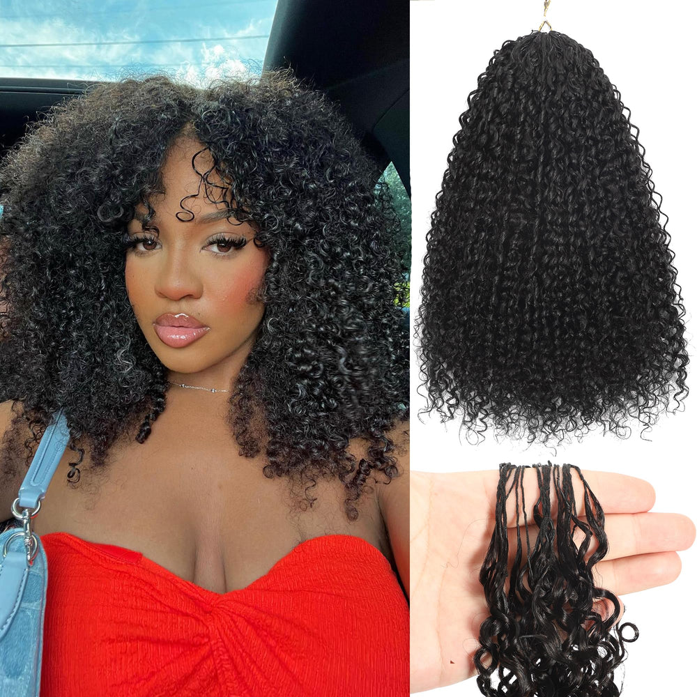 HLSK curly knotless extensions closeup in natural black for seamless blend.