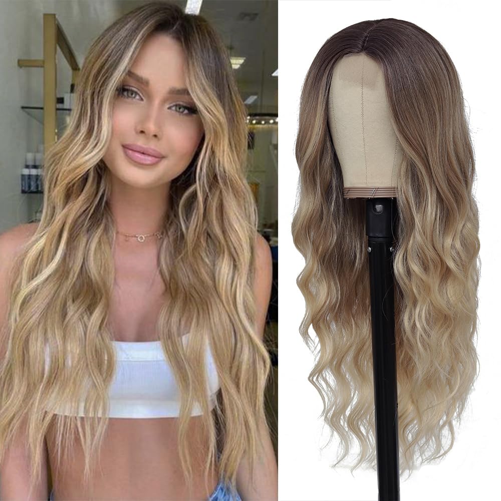 HMHIFI long ombre blonde wig 26in full length with natural movement