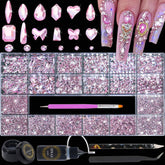 HNUIX nail rhinestones light pink glass crystals for nail art with vivid sparkle