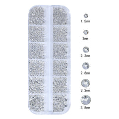 HNUIX White round gems in six sizes for customizable nail accents