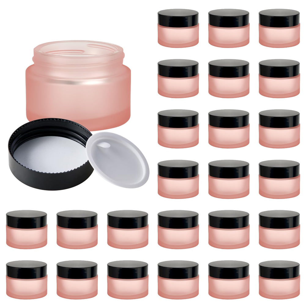 Hoa Kinh 1oz pink frosted glass jar with lid for secure cosmetic storage