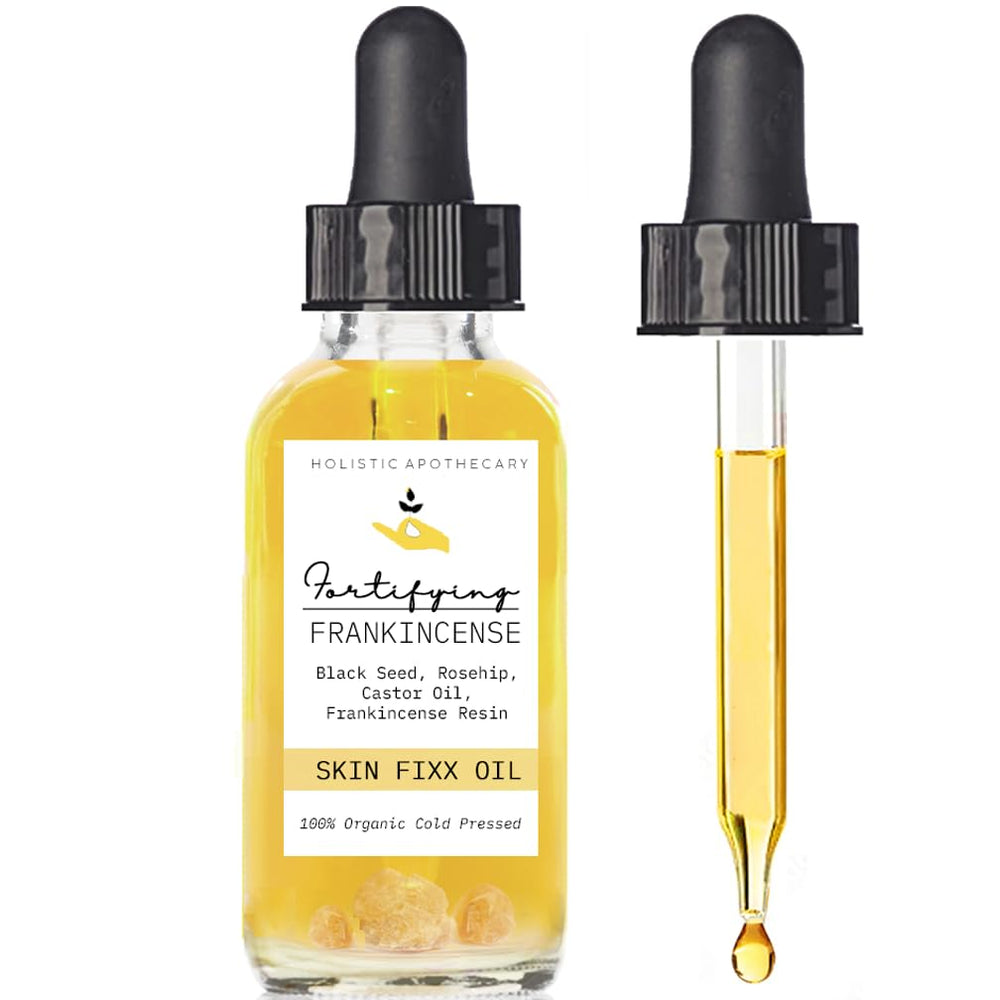Holistic Apothecary Fortifying Frankincense Resin Oil bottle with dropper for daily hydration