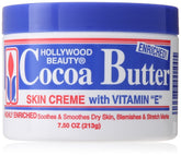 Hollywood Beauty Cocoa Butter Skin Creme jar shown for deep hydration on dry skin